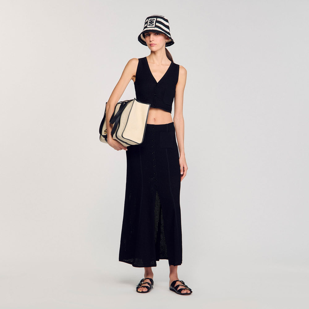 Decorative knit cardigan Black Sandro Women