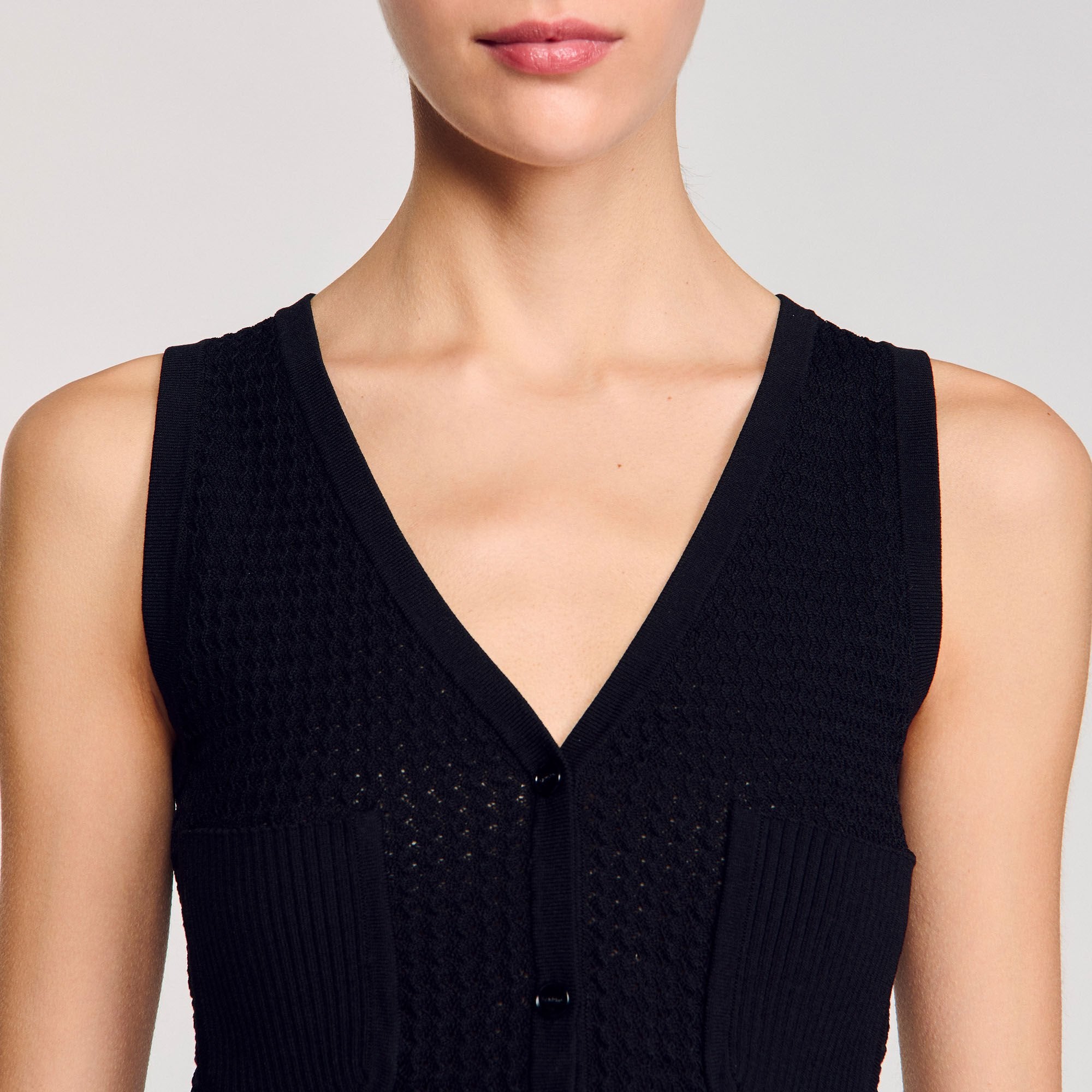 Decorative knit cardigan Black Sandro Women