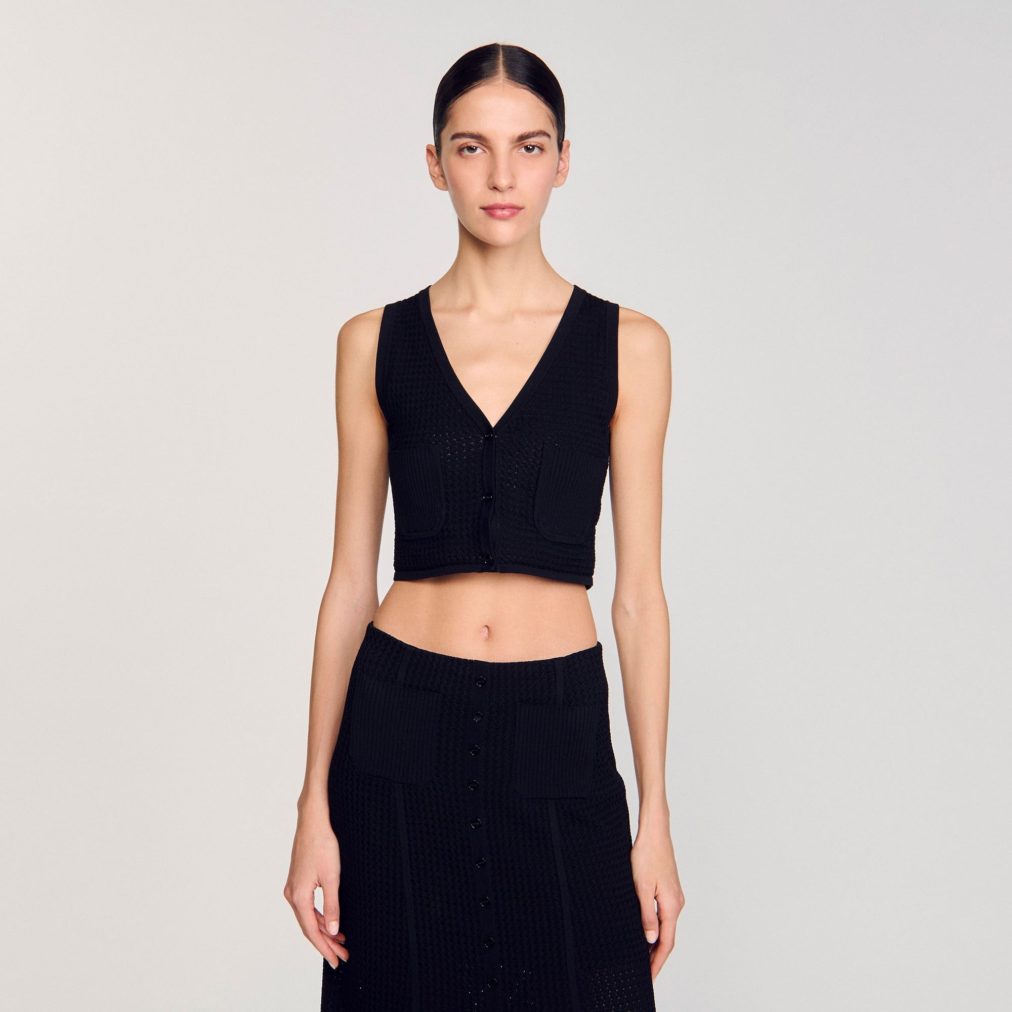 Decorative knit cardigan Black Sandro Women