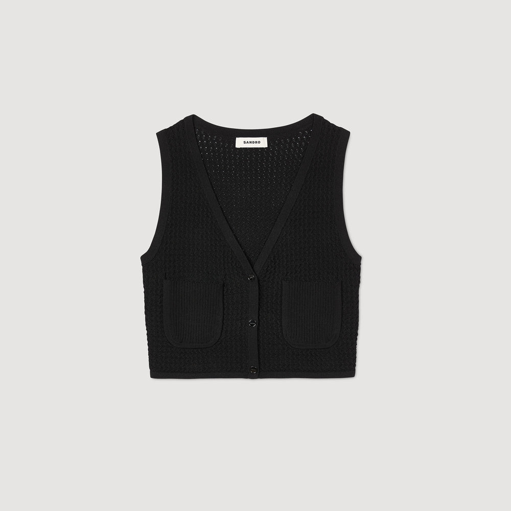 Decorative knit cardigan Black Sandro Women