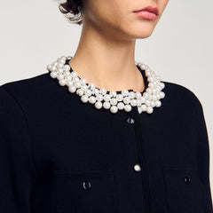 Cardigan with beaded collar Black Sandro Women