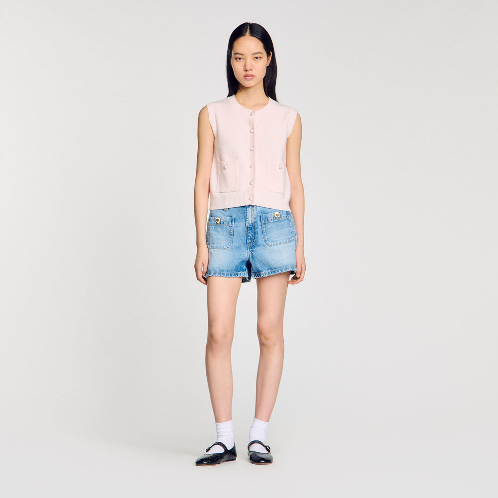 Textured tweed cardigan Light Pink Sandro Women