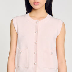 Textured tweed cardigan Light Pink Sandro Women