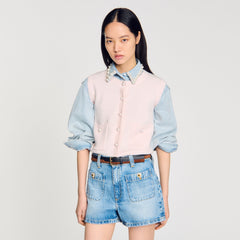 Textured tweed cardigan Light Pink Sandro Women