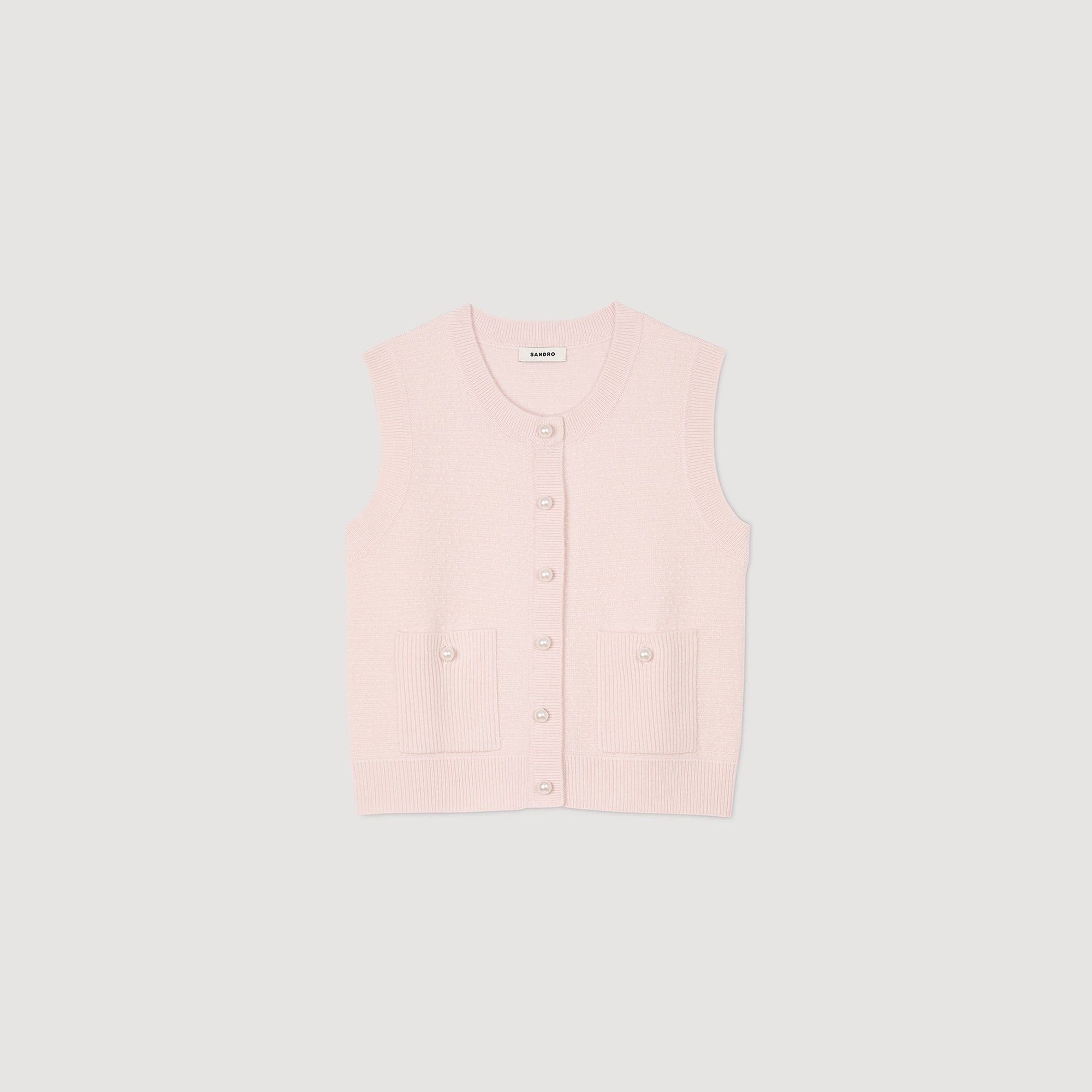 Textured tweed cardigan Light Pink Sandro Women