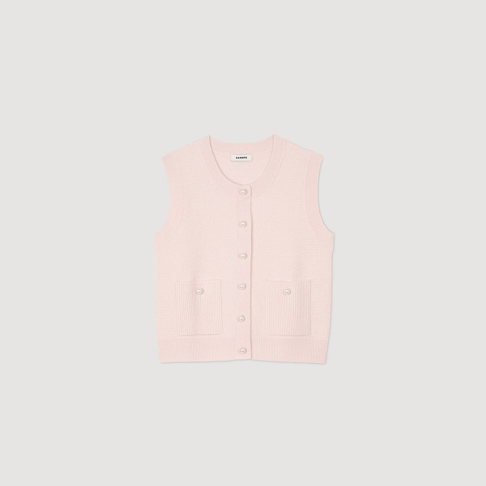 Textured tweed cardigan Light Pink Sandro Women