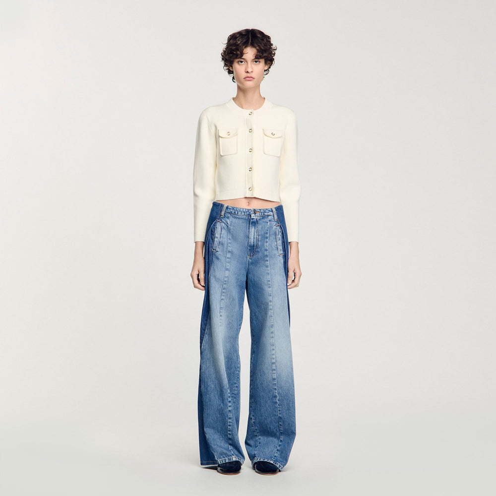 Rib knit cardigan Ecru Sandro Women