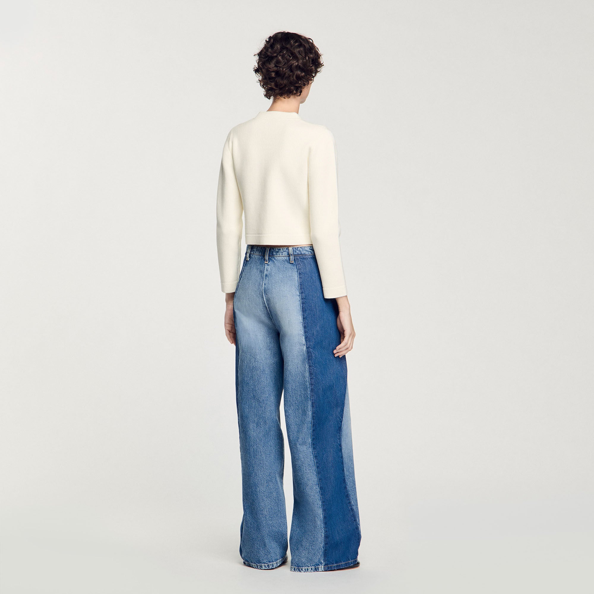 Rib knit cardigan Ecru Sandro Women