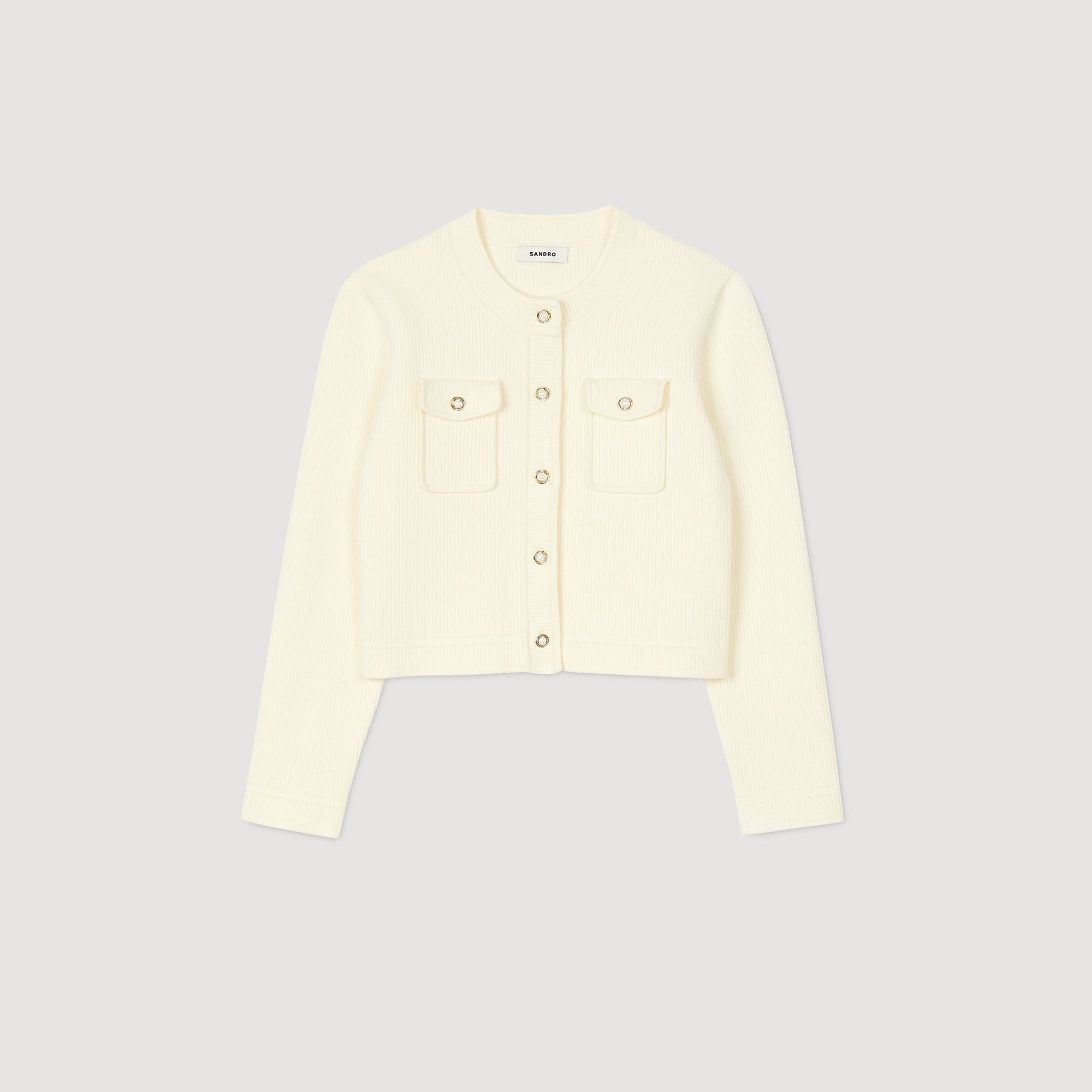 Rib knit cardigan Ecru Sandro Women
