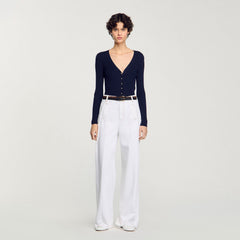Rib knit cardigan Navy Blue Sandro Women