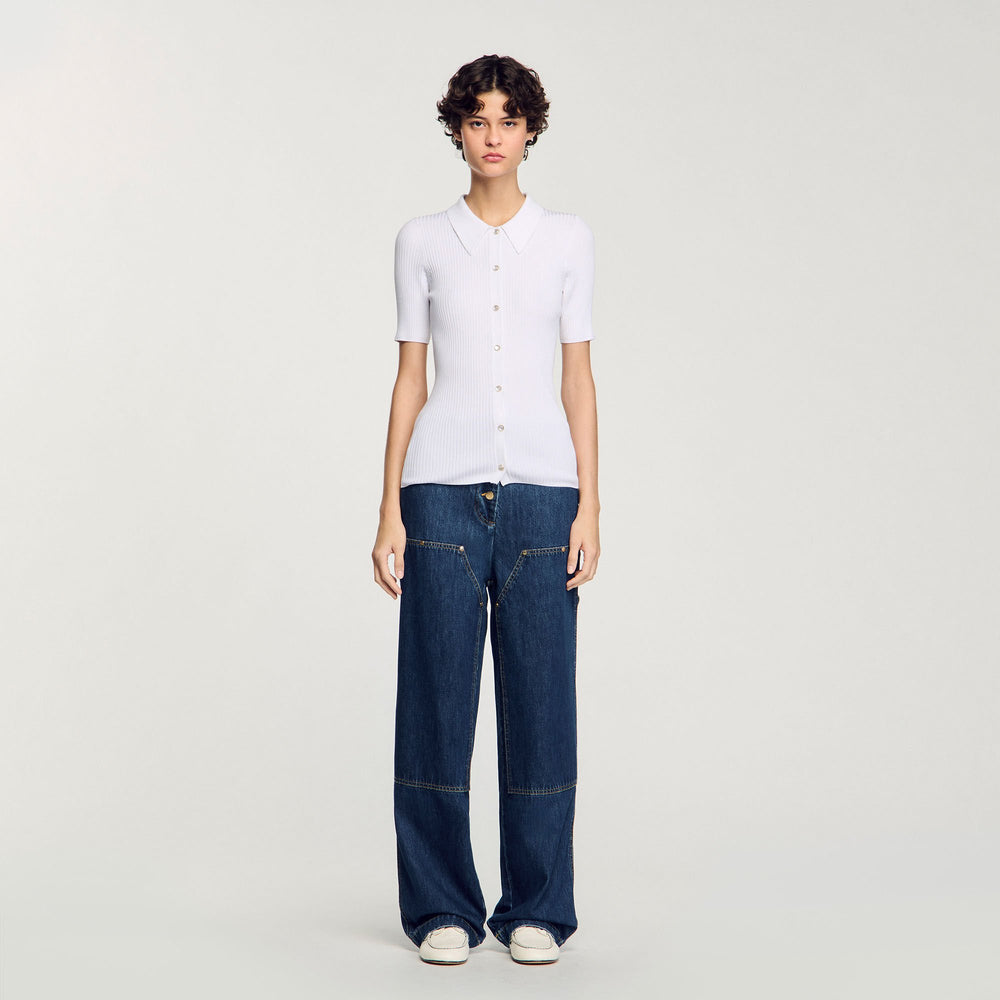 Rib knit cardigan White Sandro Women