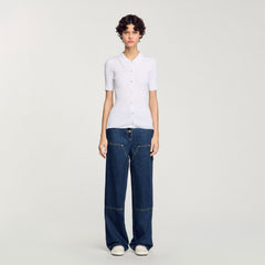 Rib knit cardigan White Sandro Women