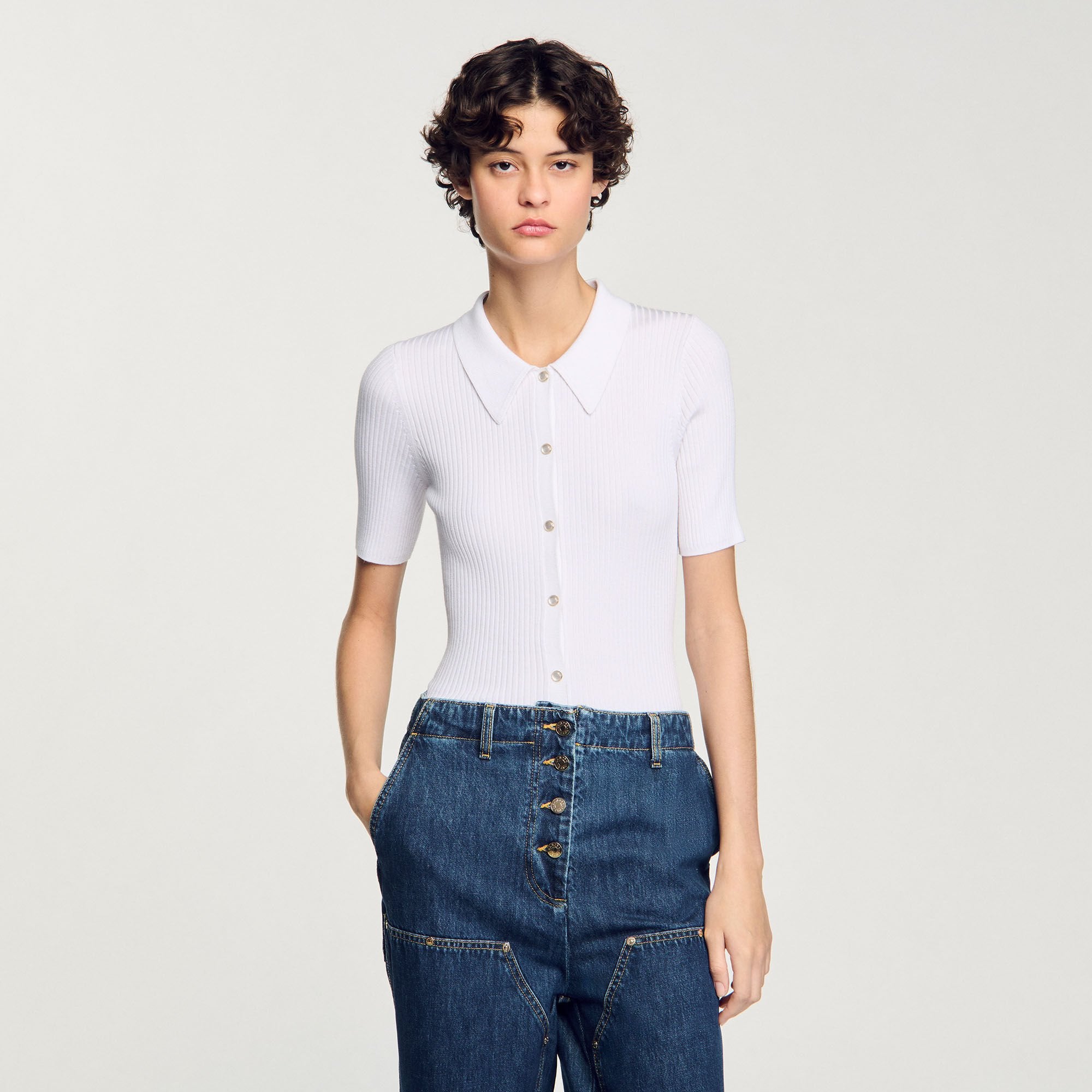 Rib knit cardigan White Sandro Women