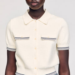 Short-sleeved cardigan Ecru Sandro Women