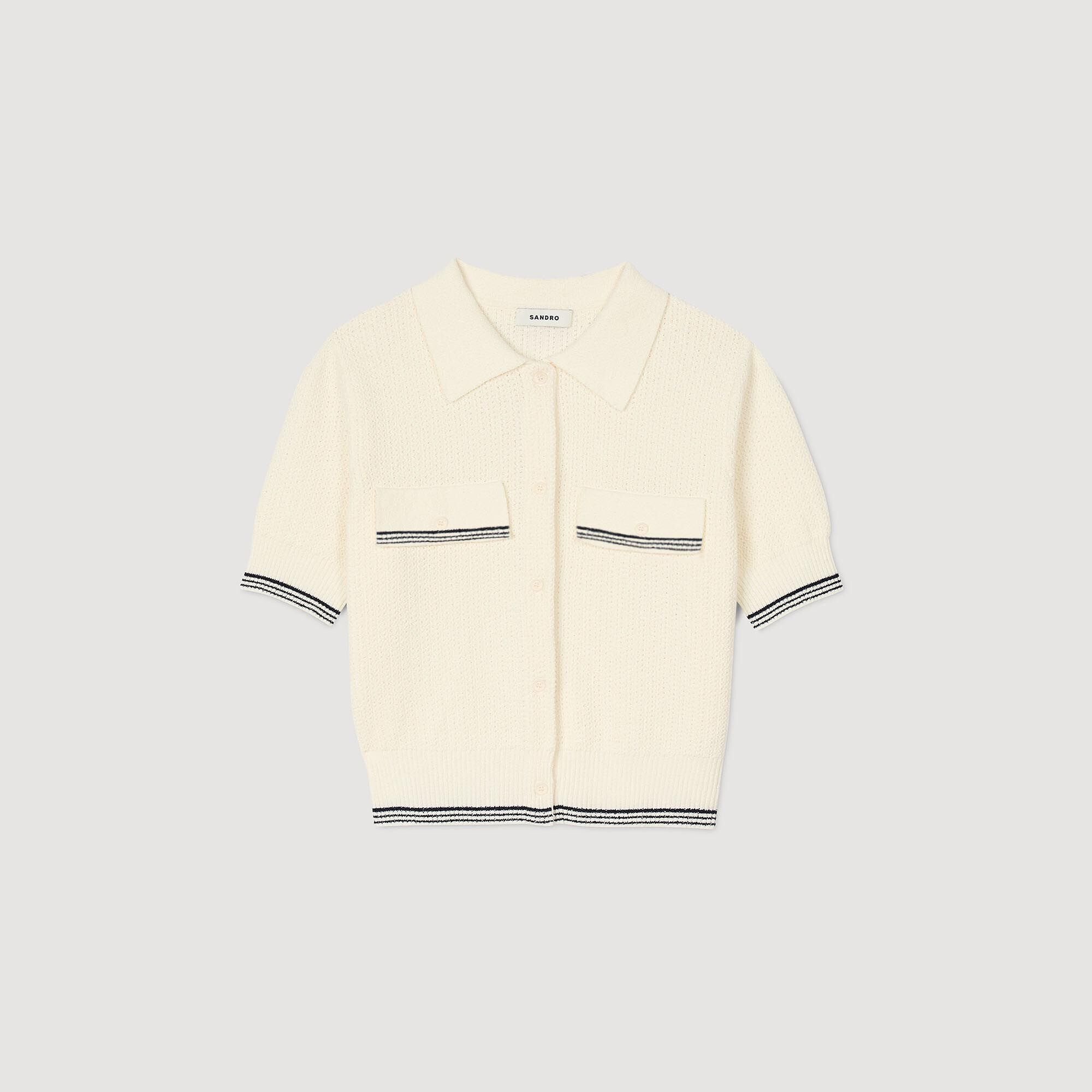 Short-sleeved cardigan Ecru Sandro Women
