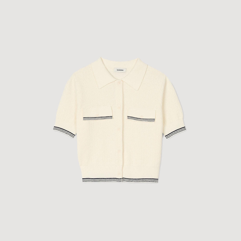 Short-sleeved cardigan Ecru Sandro Women