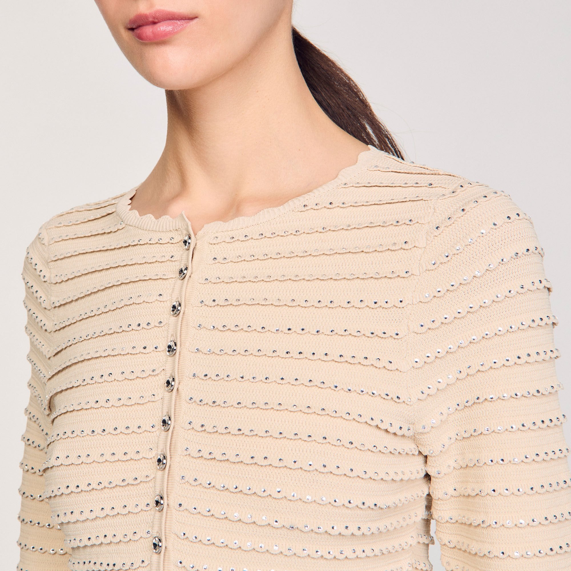 Rhinestone cardigan Beige Sandro Women