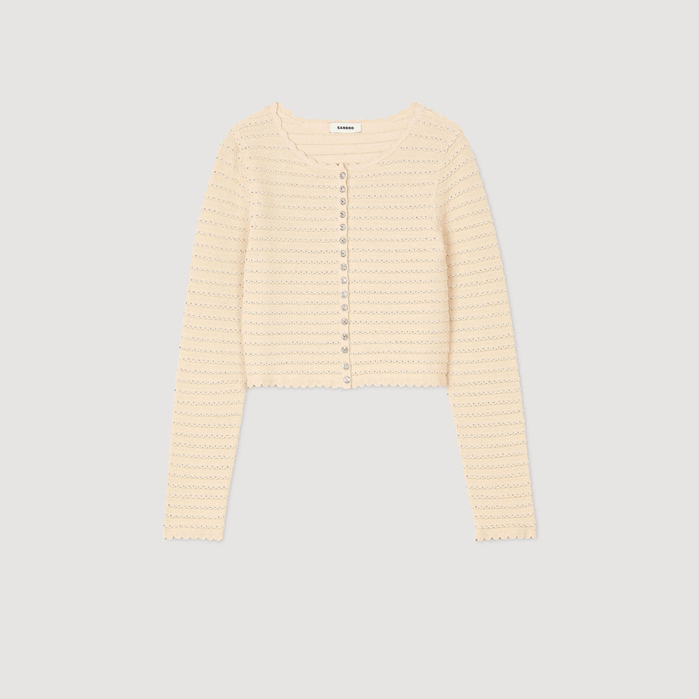 Rhinestone cardigan Beige Sandro Women
