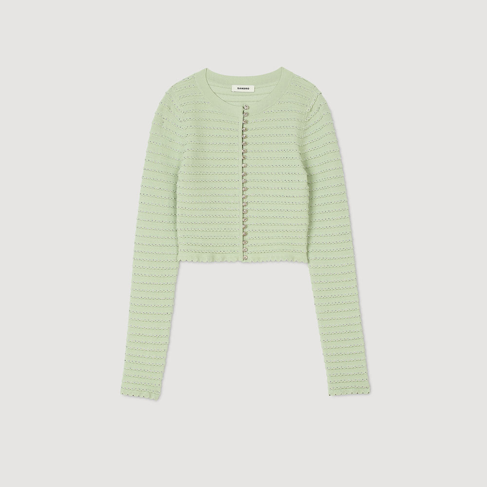 Rhinestone cardigan Almond Green Sandro Women