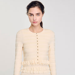 Ruffled cardigan Ecru Sandro Women
