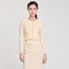 Ruffled cardigan Ecru Sandro Women