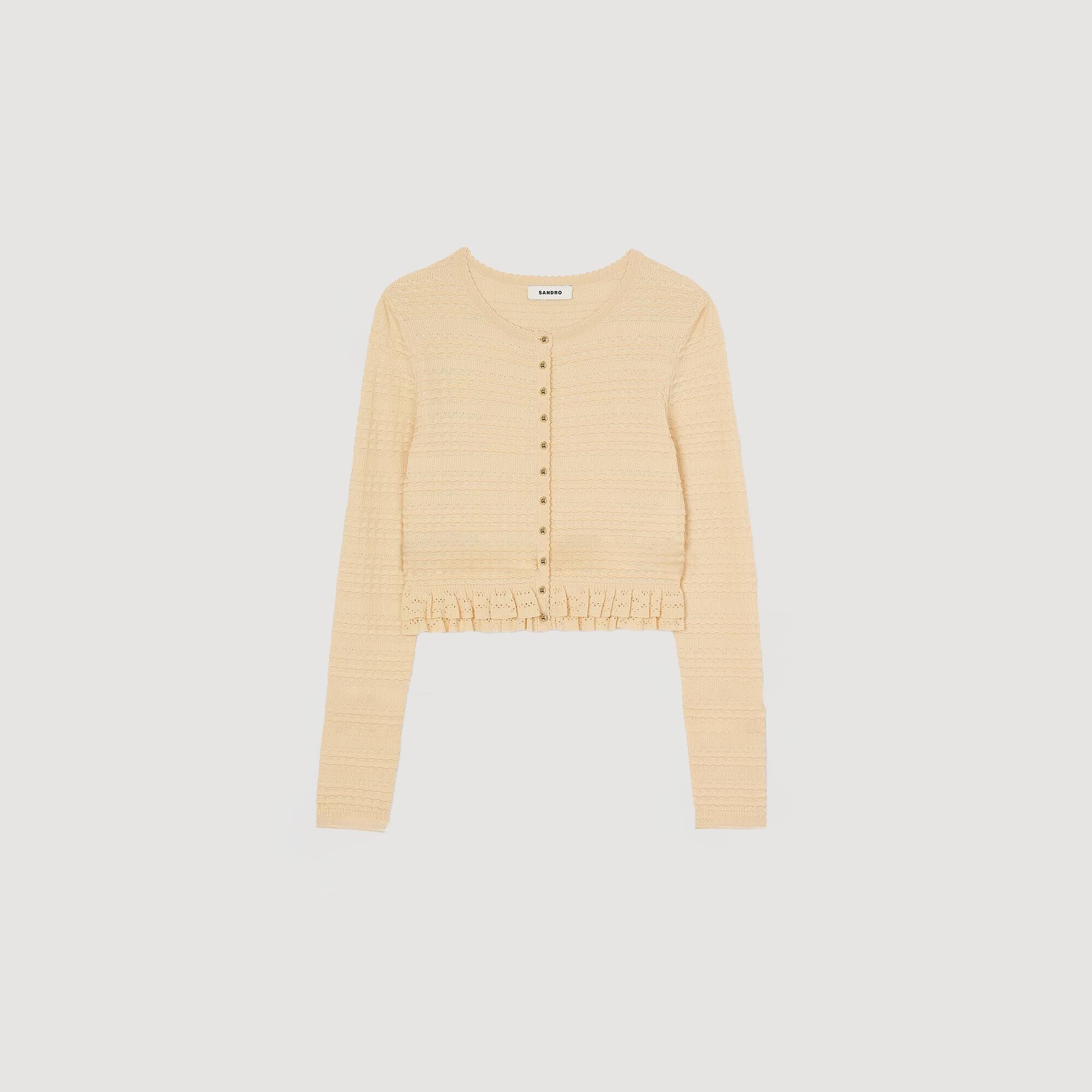 Ruffled cardigan Ecru Sandro Women