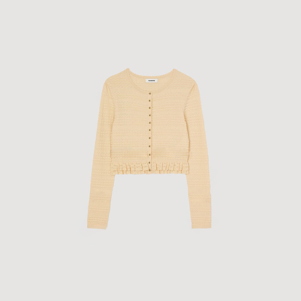 Ruffled cardigan Ecru Sandro Women