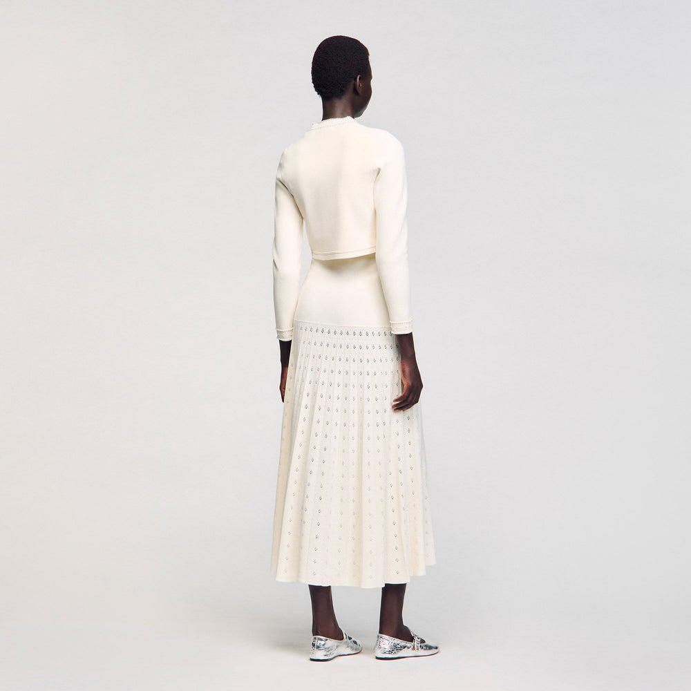 Cropped cardigan with pearl buttons Ecru Sandro Women