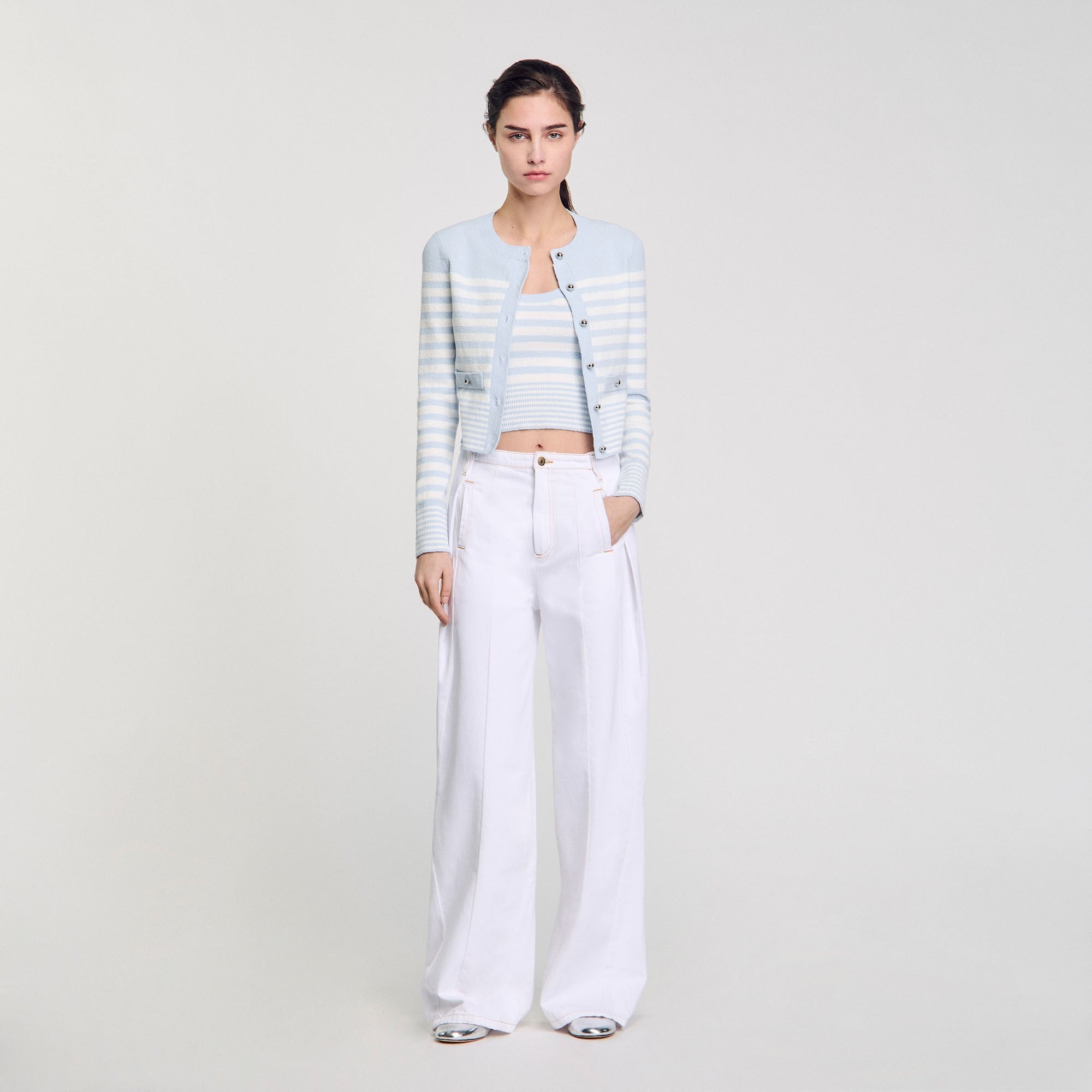 Striped cardigan Sky Blue Sandro Women