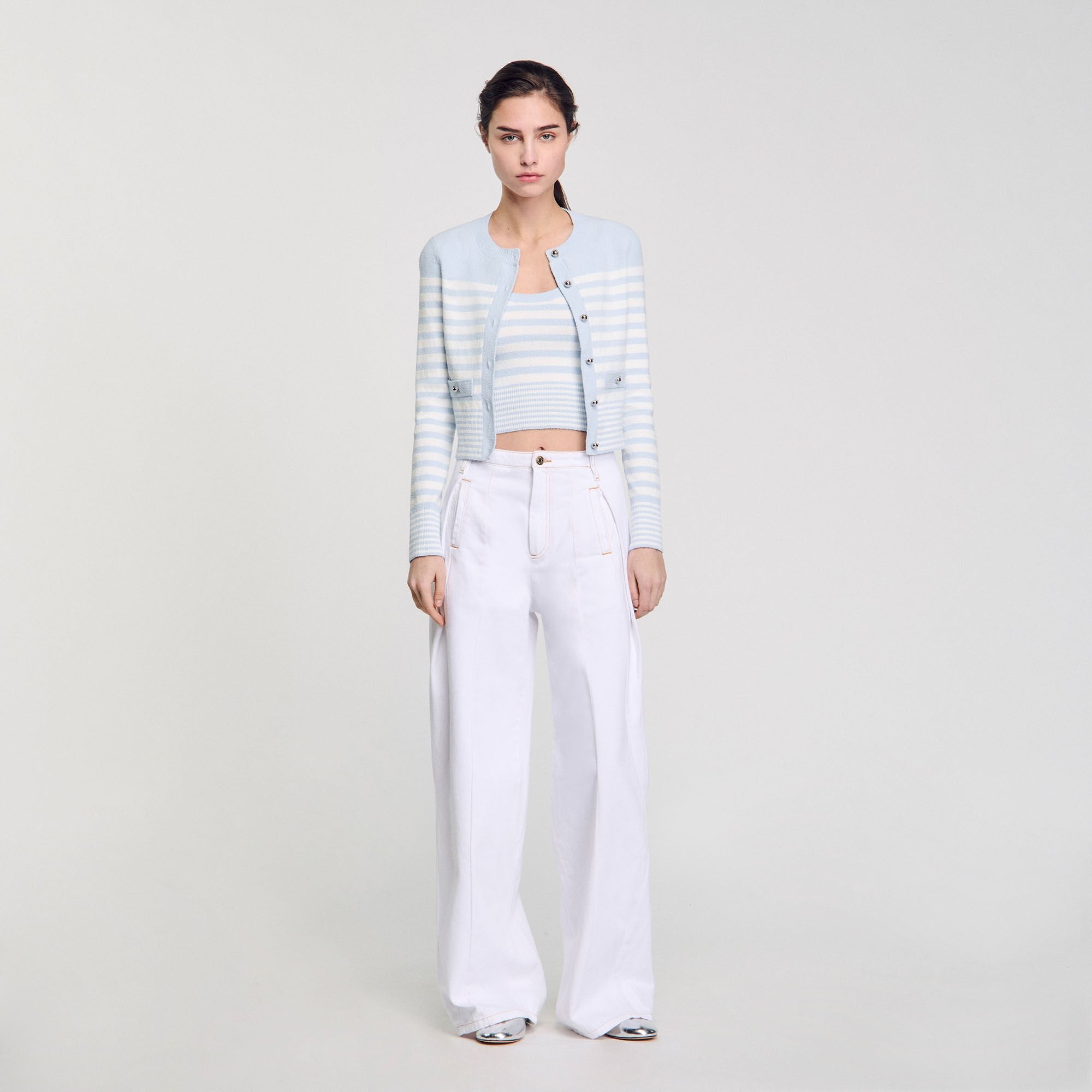 Striped cardigan Sky Blue Sandro Women