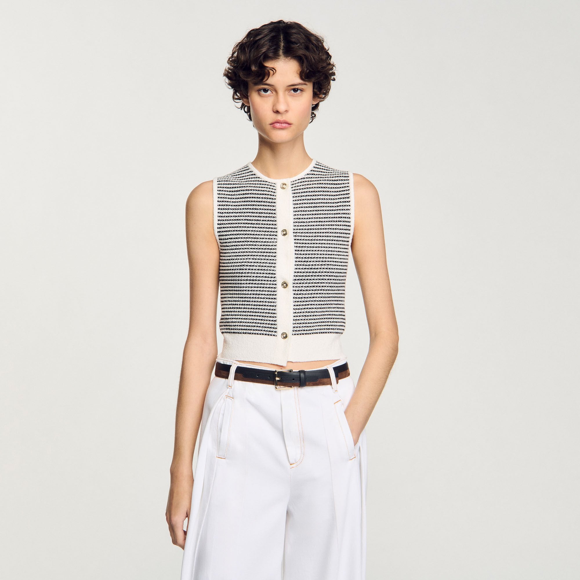 Striped cardigan Black / White Sandro Women