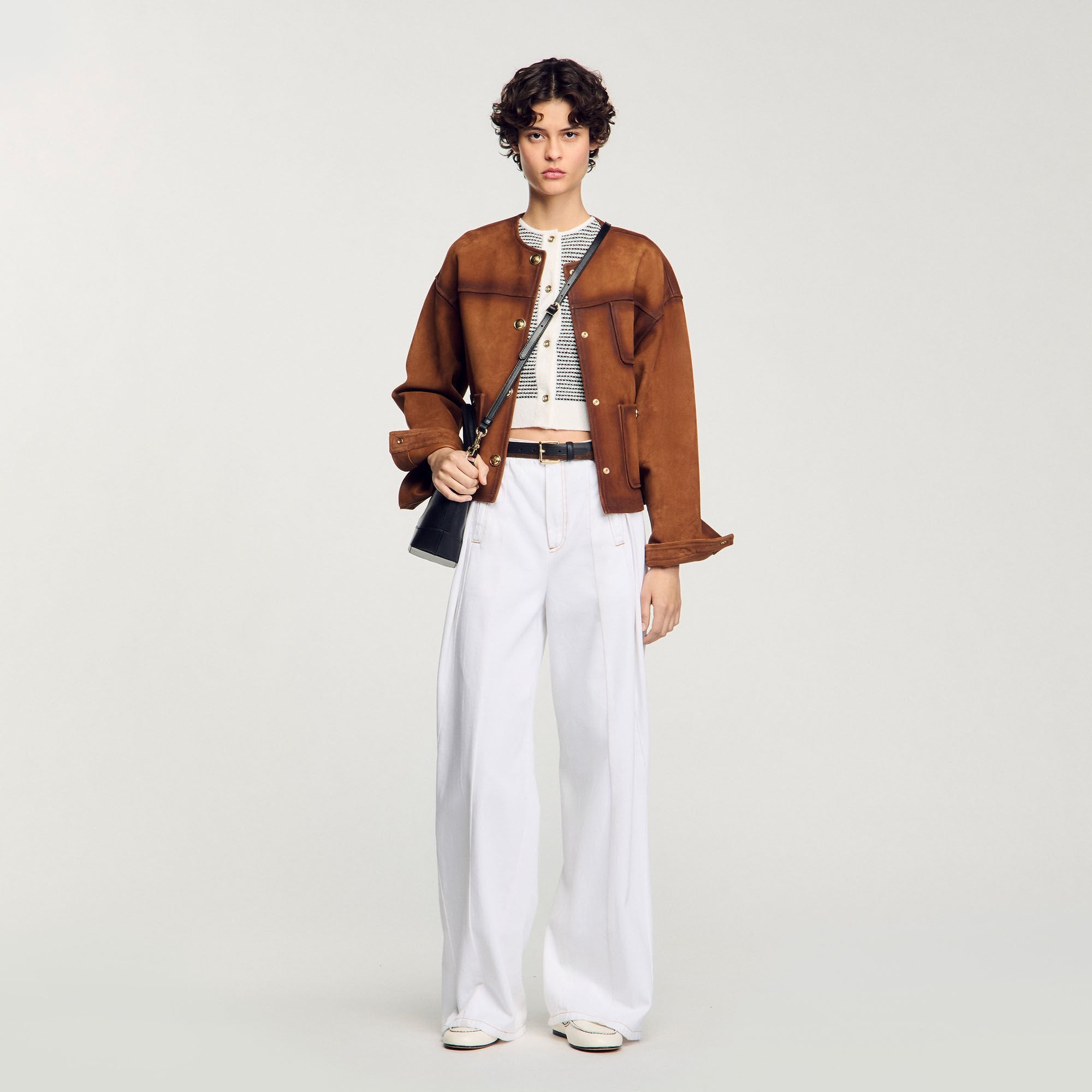 Striped cardigan Black / White Sandro Women