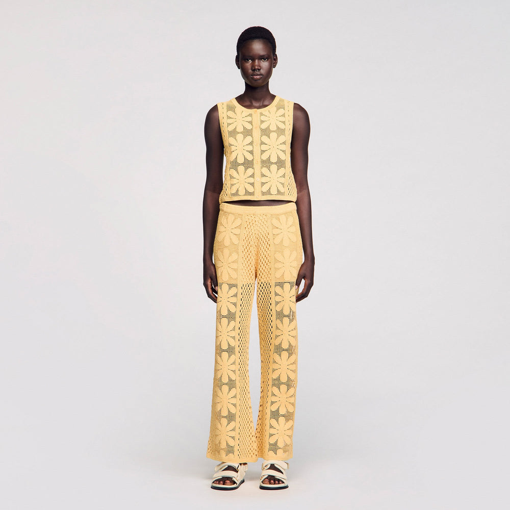Crochet top Yellow Sandro Women