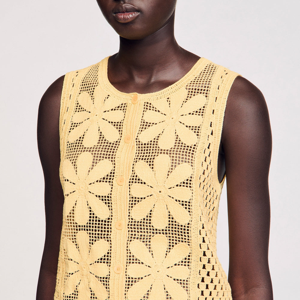 Crochet top Yellow Sandro Women