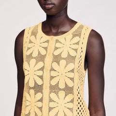 Crochet top Yellow Sandro Women