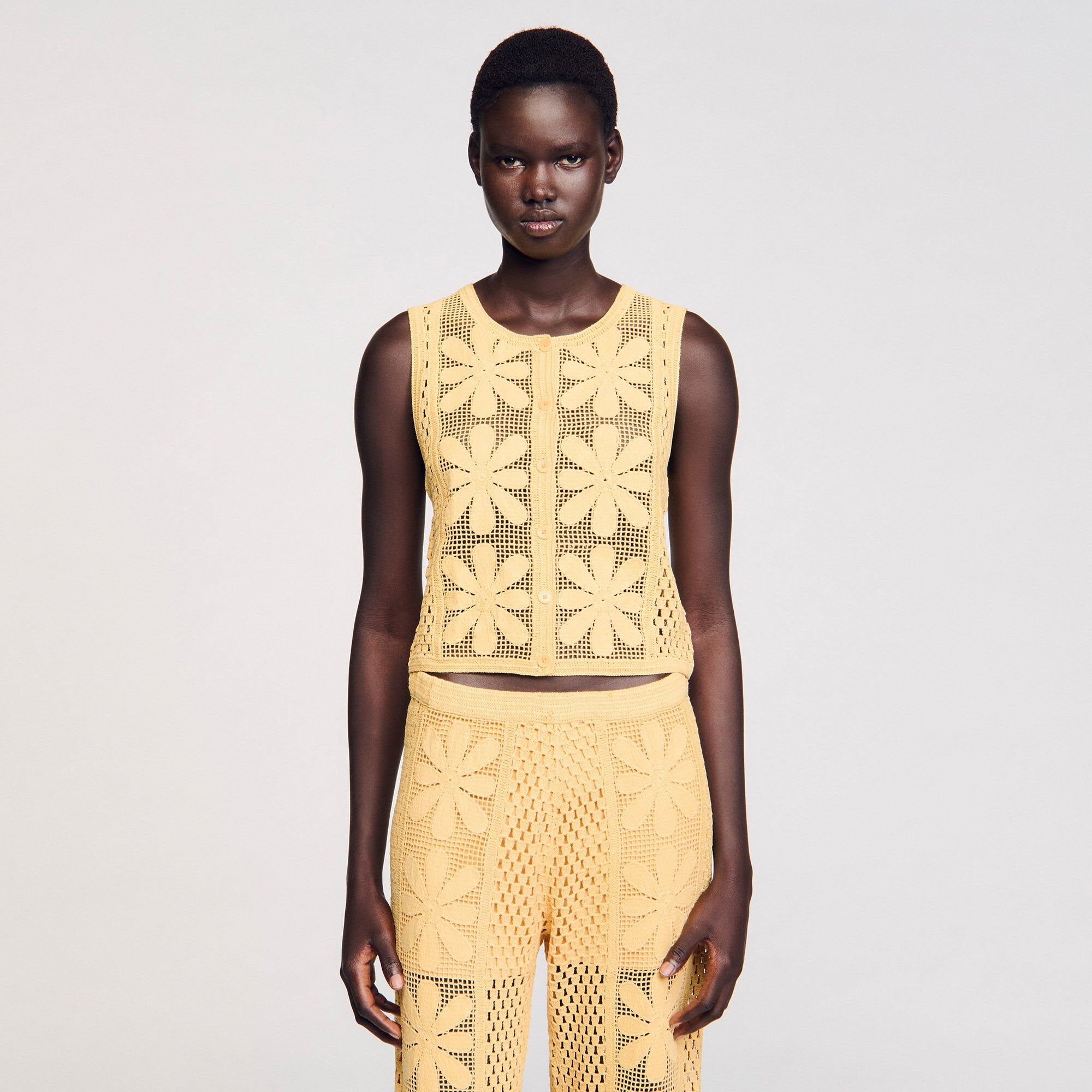 Crochet top Yellow Sandro Women