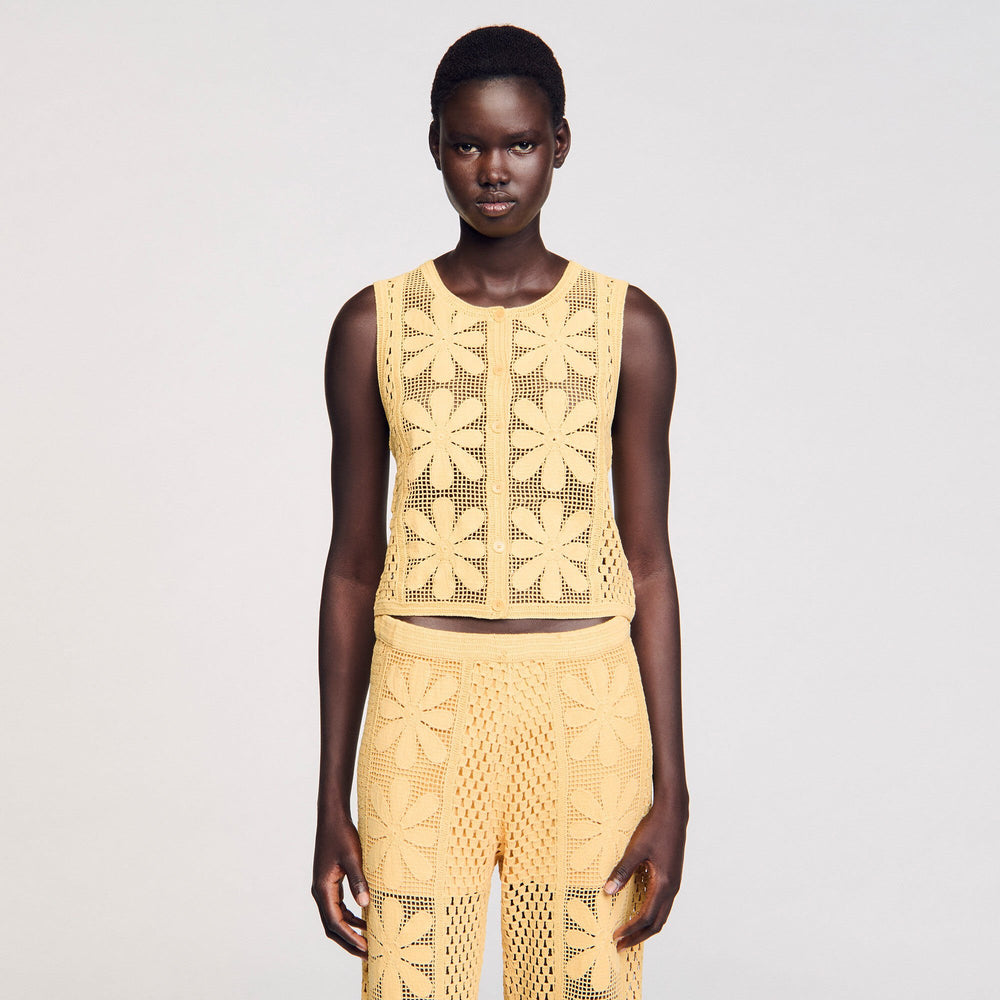 Crochet top Yellow Sandro Women