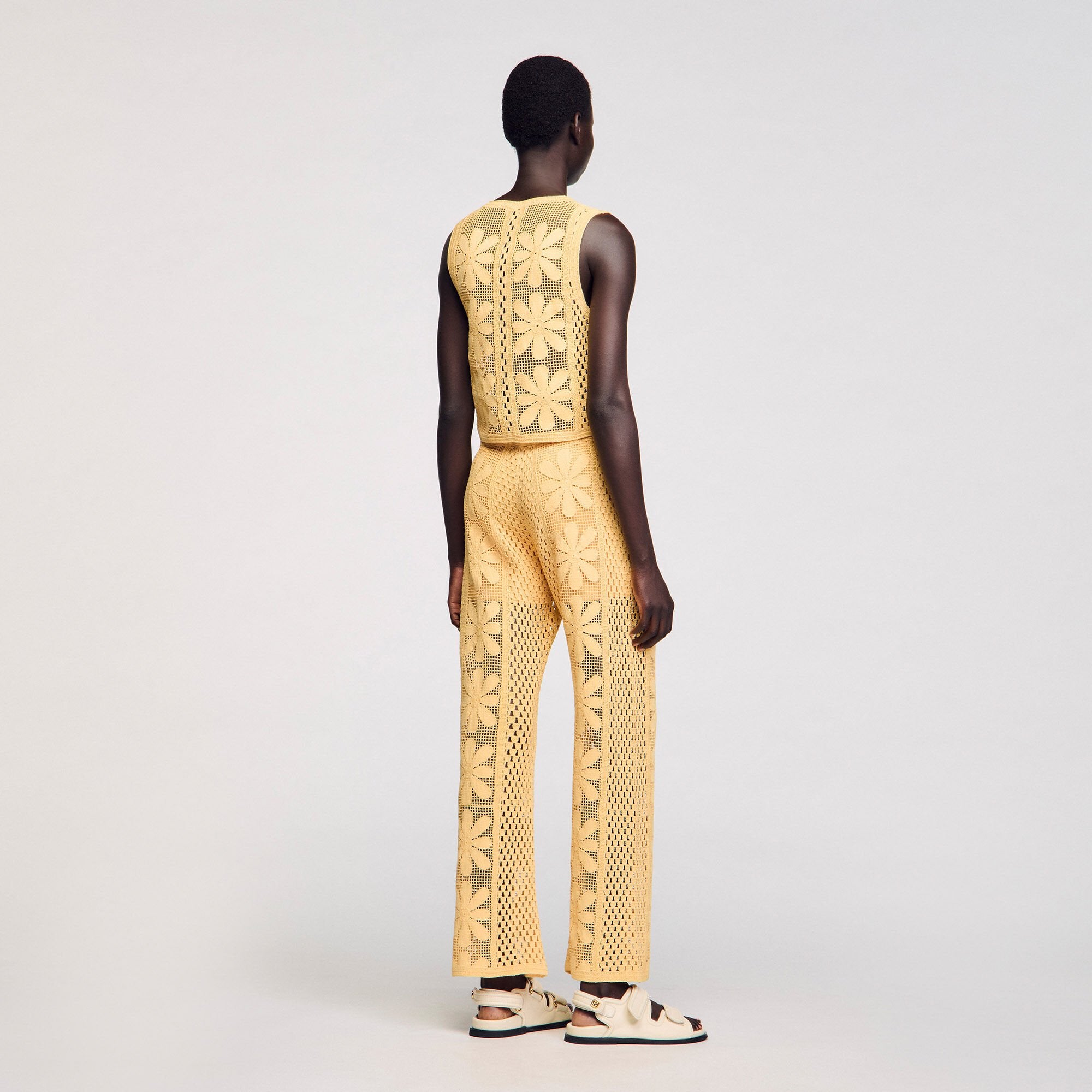 Crochet top Yellow Sandro Women