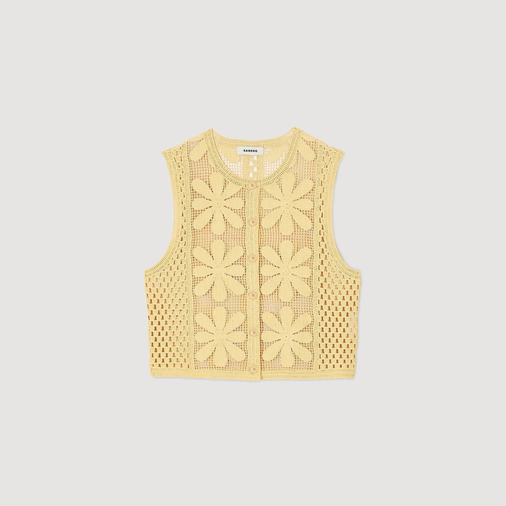 Crochet top Yellow Sandro Women
