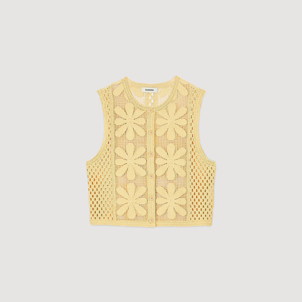 Crochet top Yellow Sandro Women