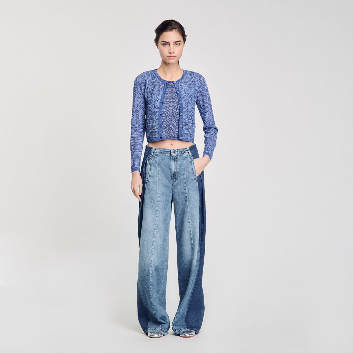 Glitter knit cardigan Royal Blue Sandro Women