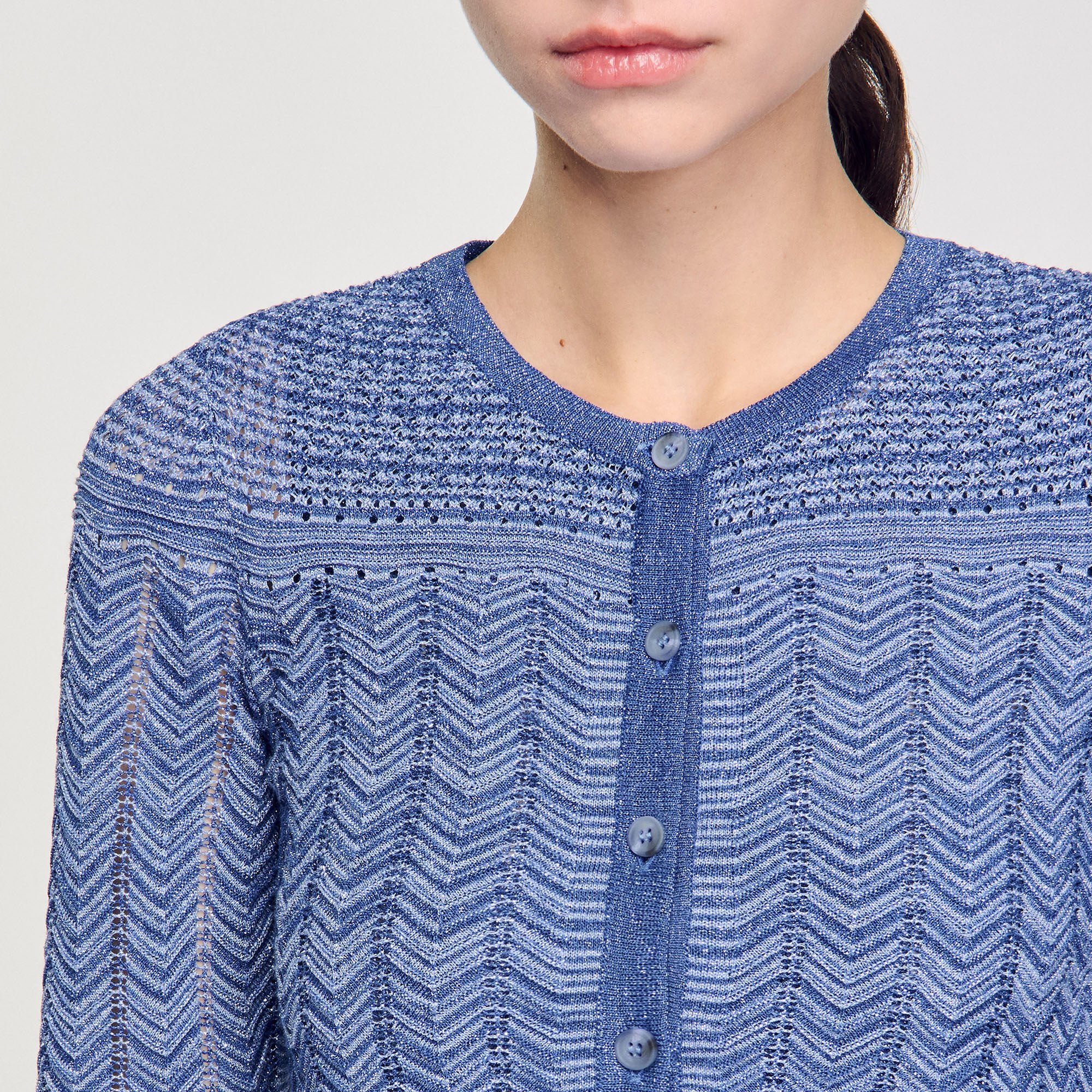 Glitter knit cardigan Royal Blue Sandro Women