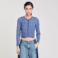 Glitter knit cardigan Royal Blue Sandro Women