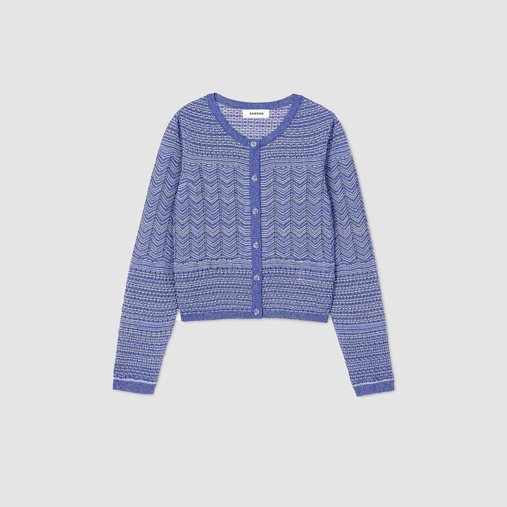 Glitter knit cardigan Royal Blue Sandro Women