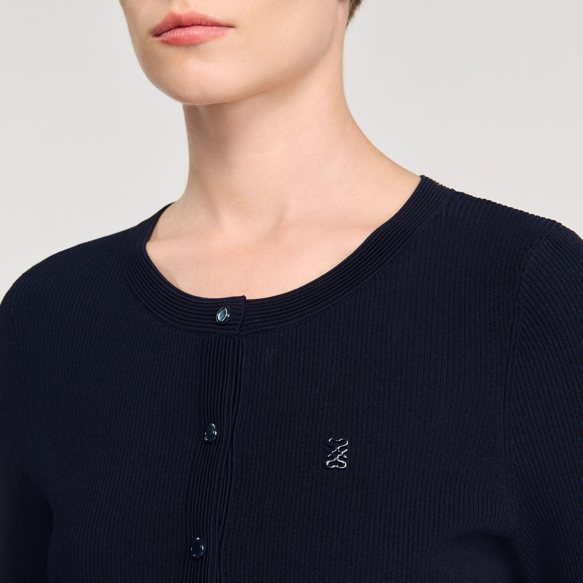 Polo shirt with decorative buttons Navy Blue Sandro Women