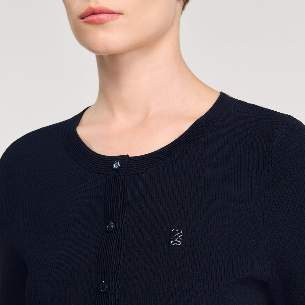 Polo shirt with decorative buttons Navy Blue Sandro Women