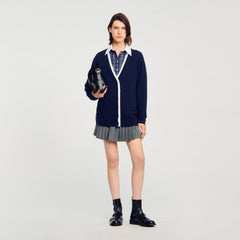 Long two-tone cardigan Navy Blue Sandro Women