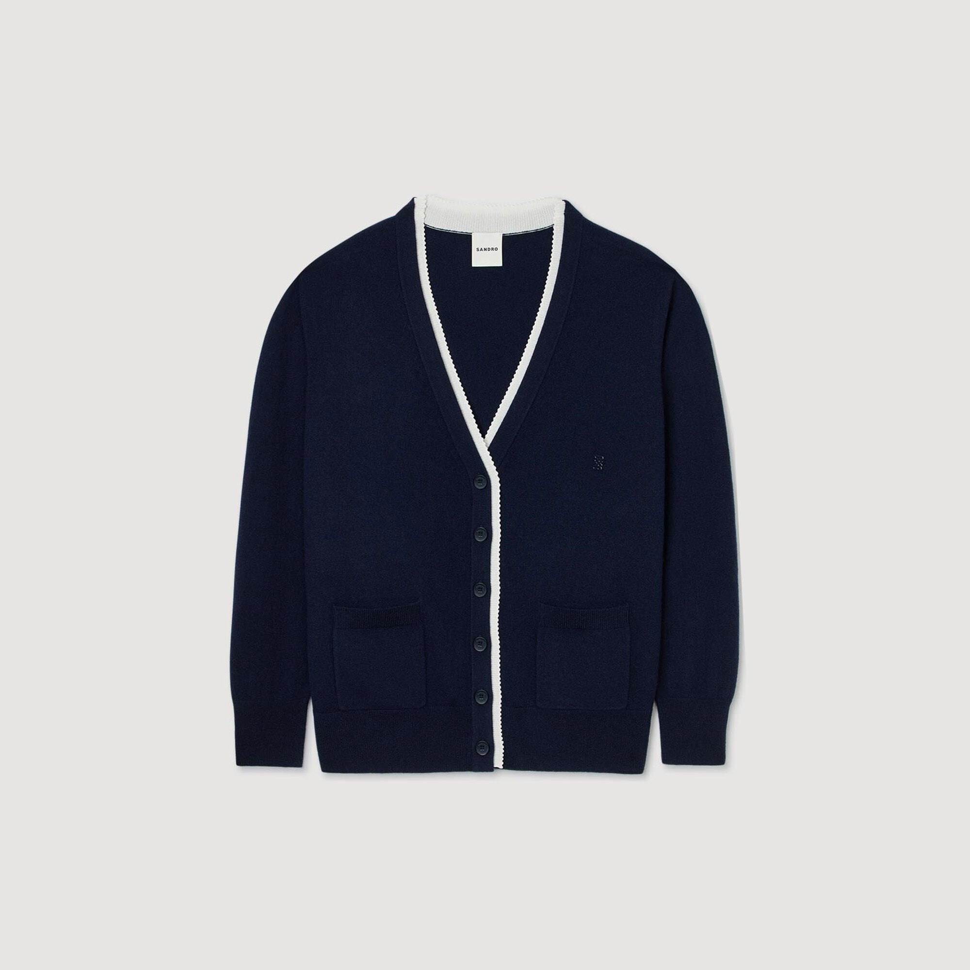 Long two-tone cardigan Navy Blue Sandro Women