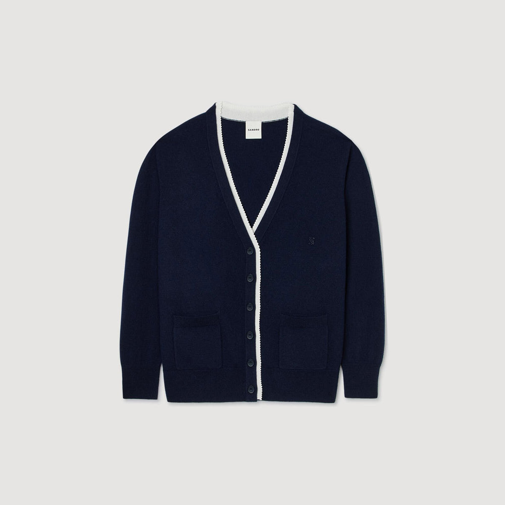 Long two-tone cardigan Navy Blue Sandro Women