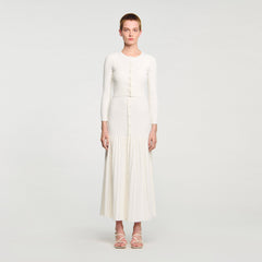 Cropped rib knit cardigan Ecru Sandro Women